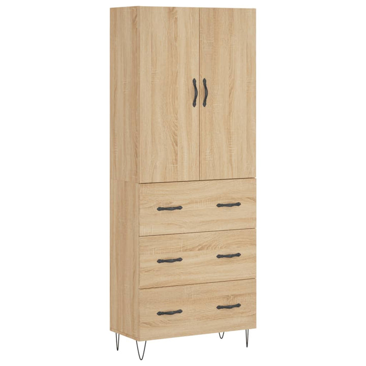 højskab 69,5x34x180 cm konstrueret træ sonoma-eg
