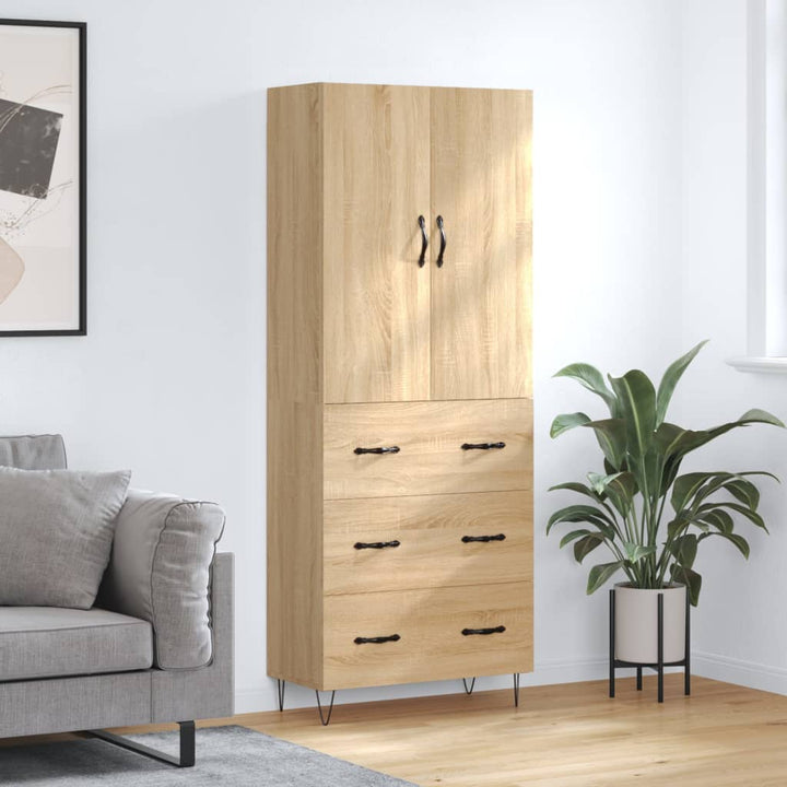 højskab 69,5x34x180 cm konstrueret træ sonoma-eg