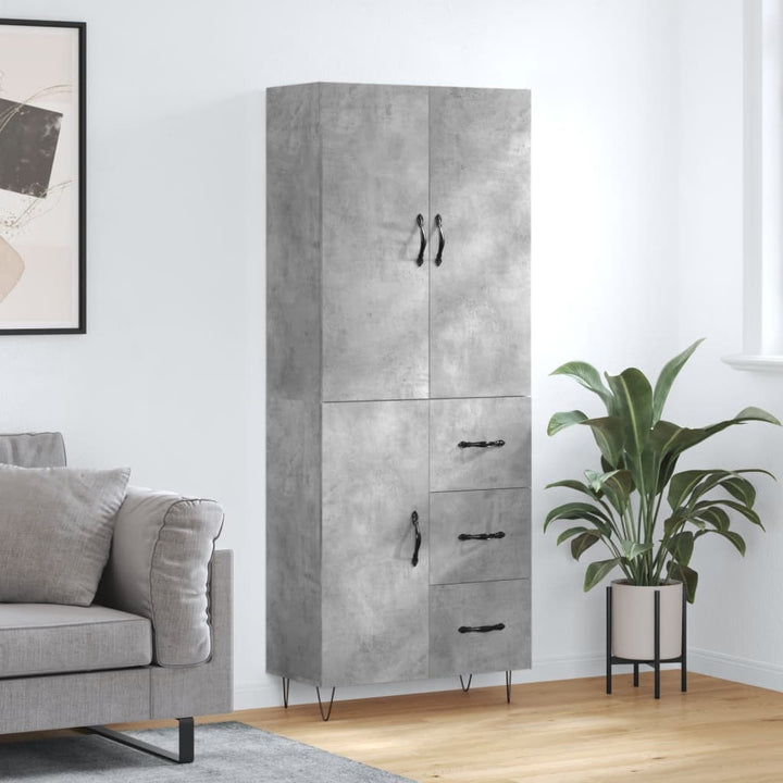 højskab 69,5x34x180 cm konstrueret træ betongrå