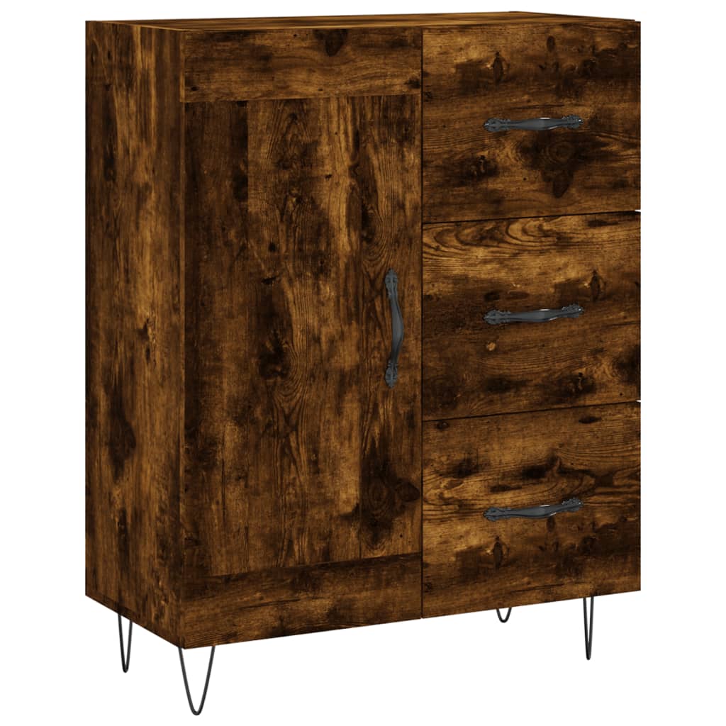 højskab 69,5x34x180 cm konstrueret træ røget egetræsfarve