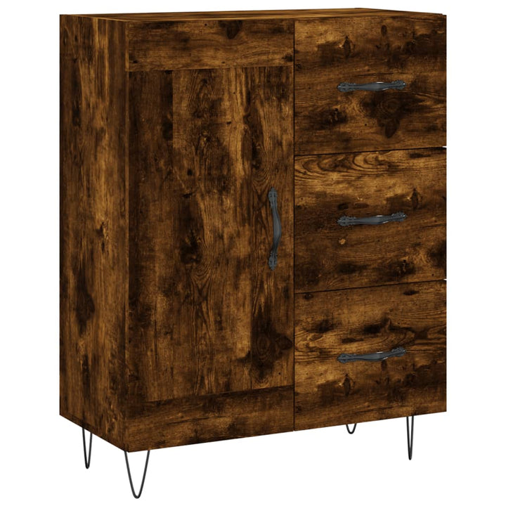 højskab 69,5x34x180 cm konstrueret træ røget egetræsfarve