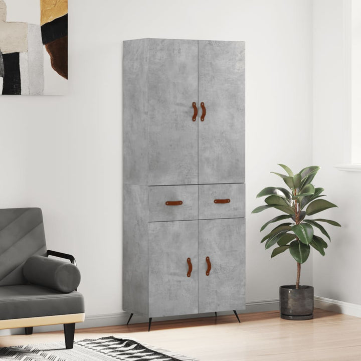 højskab 69,5x34x180 cm konstrueret træ betongrå