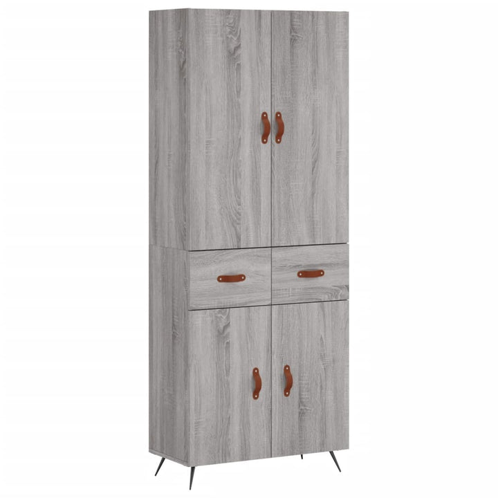 højskab 69,5x34x180 cm konstrueret træ grå sonoma-eg
