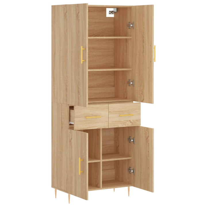 højskab 69,5x34x180 cm konstrueret træ sonoma-eg