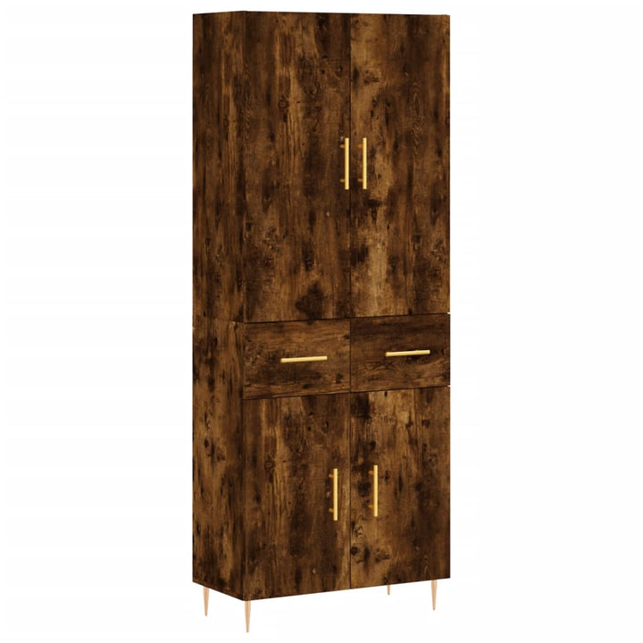 højskab 69,5x34x180 cm konstrueret træ røget egetræsfarve