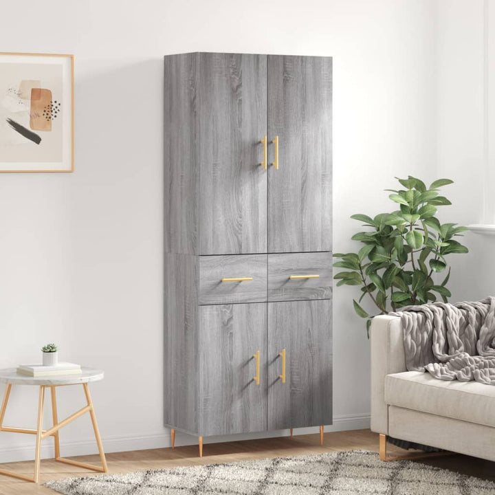 højskab 69,5x34x180 cm konstrueret træ grå sonoma-eg