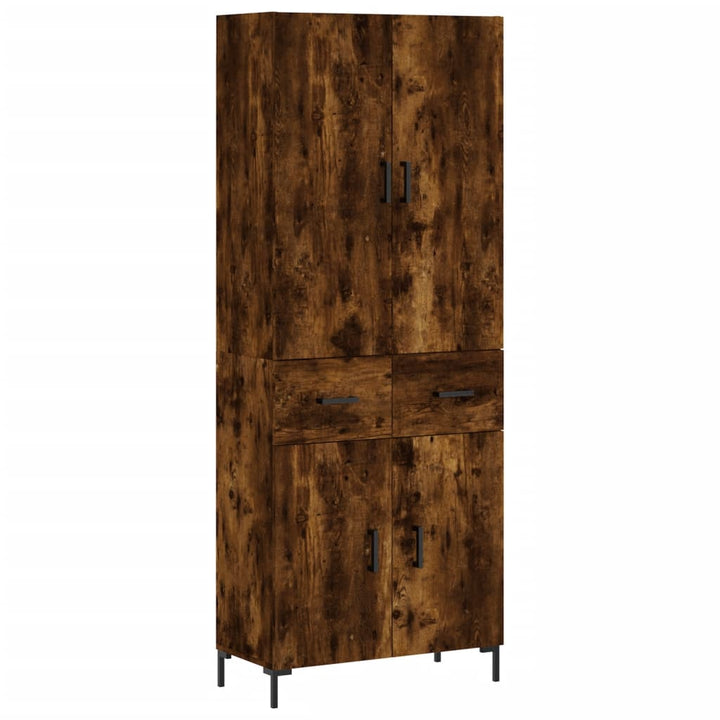 højskab 69,5x34x180 cm konstrueret træ røget egetræsfarve