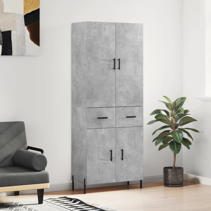 højskab 69,5x34x180 cm konstrueret træ betongrå