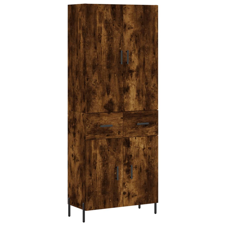 højskab 69,5x34x180 cm konstrueret træ røget egetræsfarve