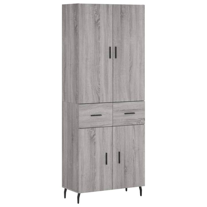 højskab 69,5x34x180 cm konstrueret træ grå sonoma-eg