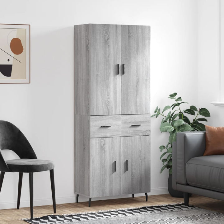 højskab 69,5x34x180 cm konstrueret træ grå sonoma-eg