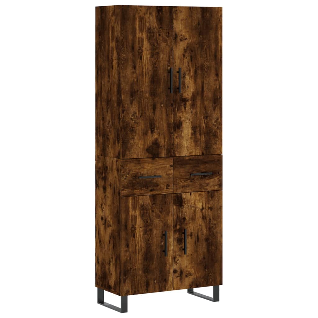højskab 69,5x34x180 cm konstrueret træ røget egetræsfarve