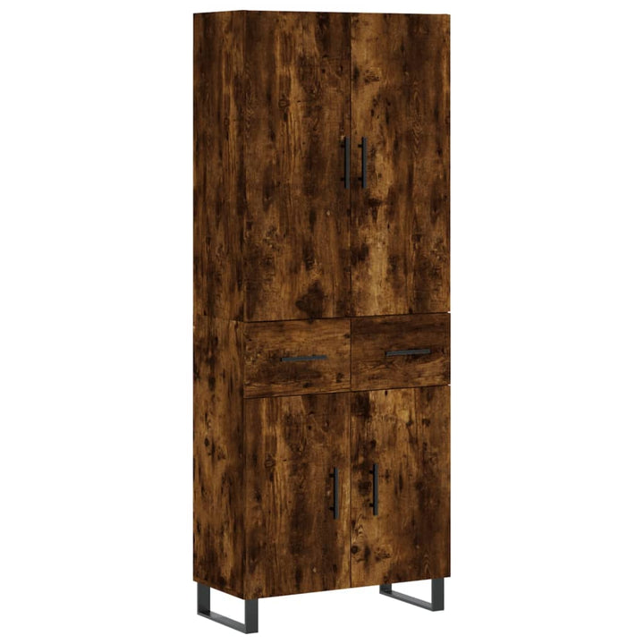 højskab 69,5x34x180 cm konstrueret træ røget egetræsfarve