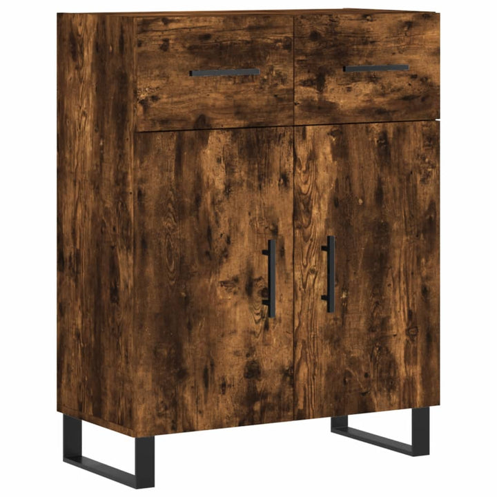 højskab 69,5x34x180 cm konstrueret træ røget egetræsfarve
