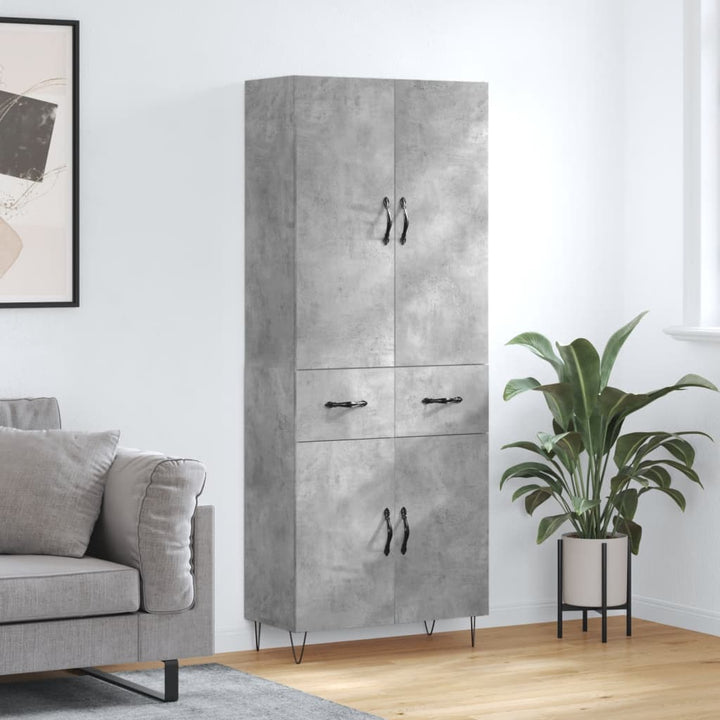 højskab 69,5x34x180 cm konstrueret træ betongrå