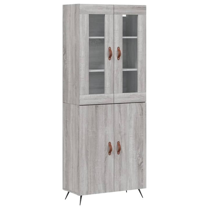 højskab 69,5x34x180 cm konstrueret træ grå sonoma-eg