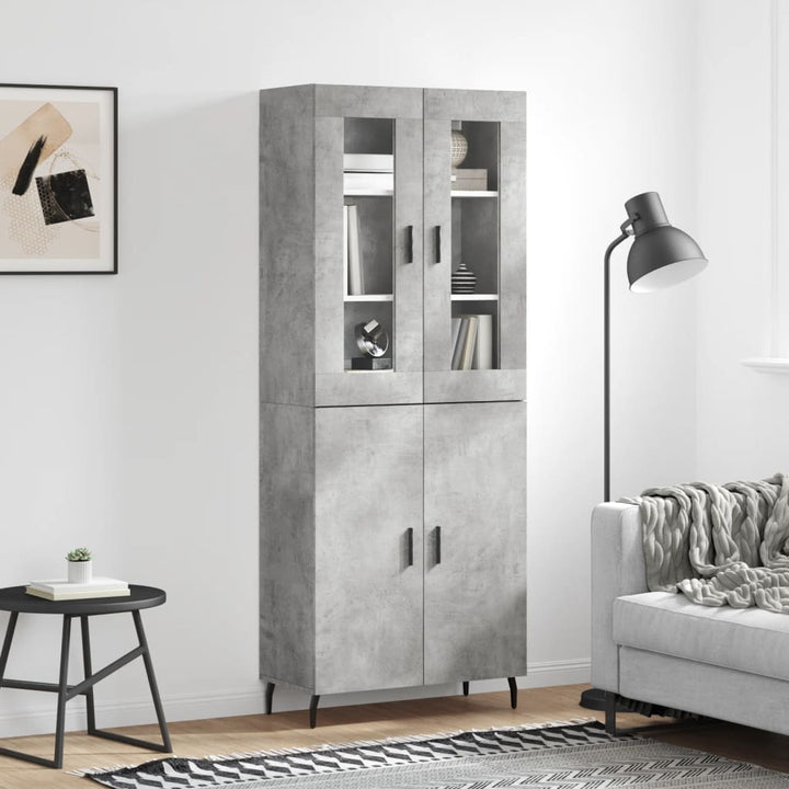 højskab 69,5x34x180 cm konstrueret træ betongrå