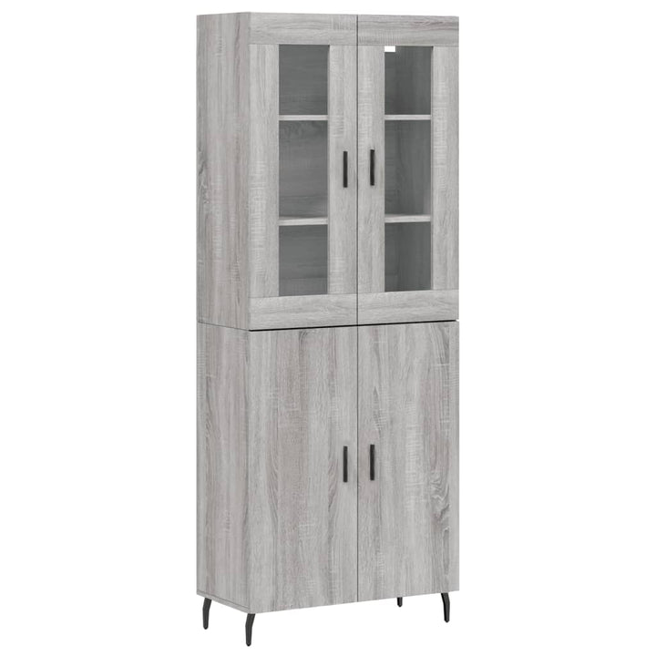 højskab 69,5x34x180 cm konstrueret træ grå sonoma-eg