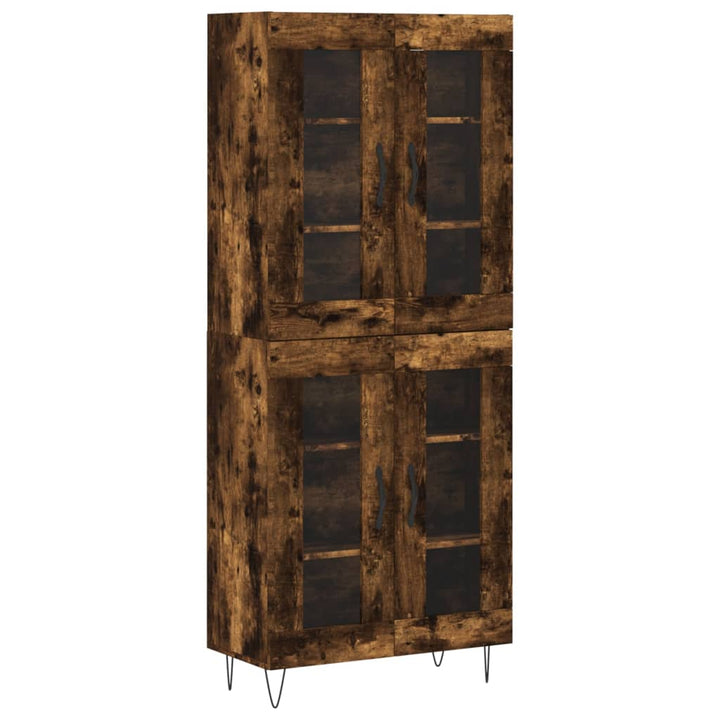 højskab 69,5x34x180 cm konstrueret træ røget egetræsfarve