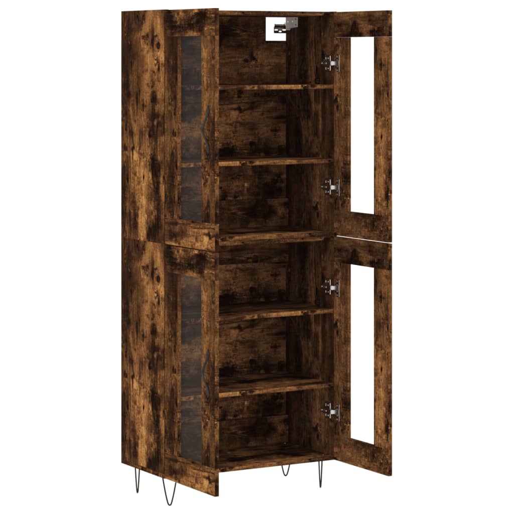 højskab 69,5x34x180 cm konstrueret træ røget egetræsfarve