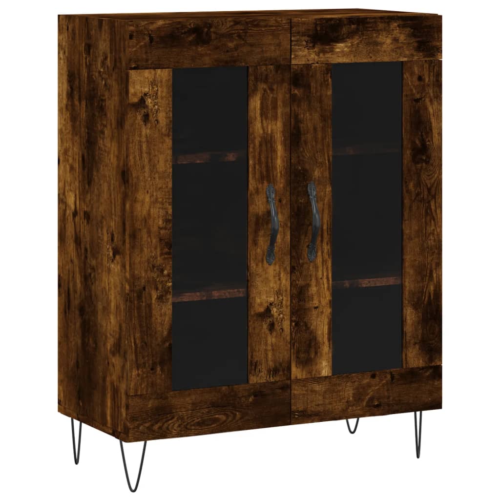 højskab 69,5x34x180 cm konstrueret træ røget egetræsfarve