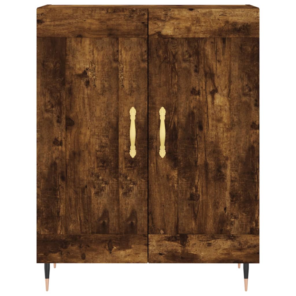 højskab 69,5x34x180 cm konstrueret træ røget egetræsfarve
