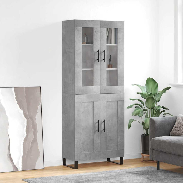 højskab 69,5x34x180 cm konstrueret træ betongrå