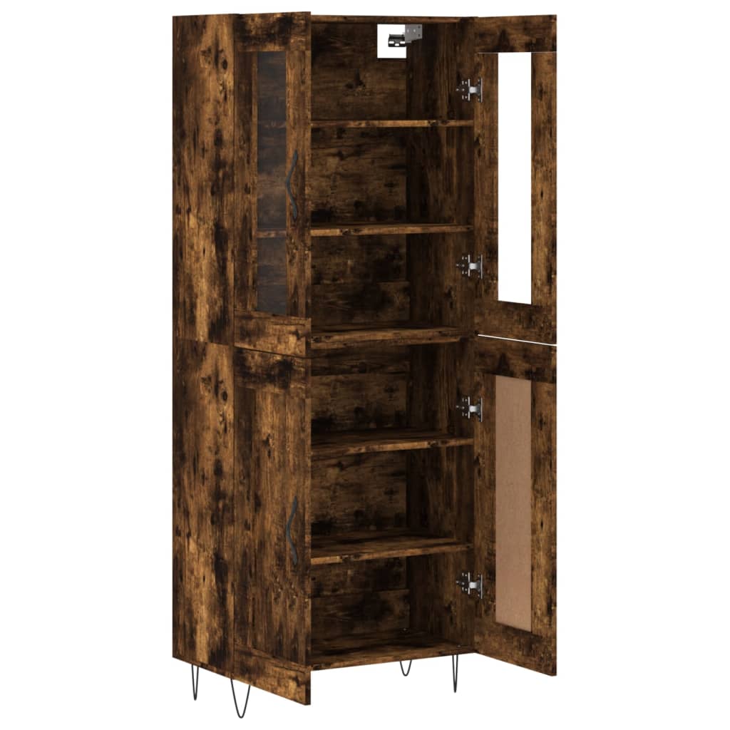 højskab 69,5x34x180 cm konstrueret træ røget egetræsfarve