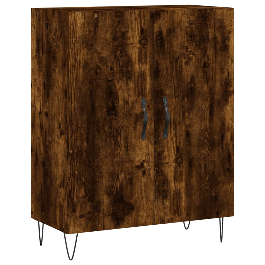 højskab 69,5x34x180 cm konstrueret træ røget egetræsfarve