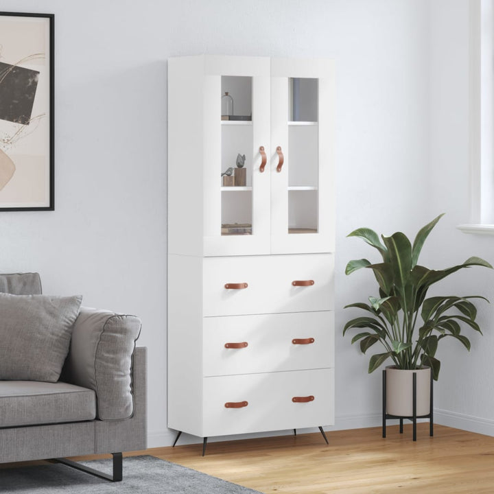 højskab 69,5x34x180 cm konstrueret træ hvid