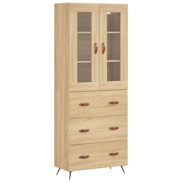 højskab 69,5x34x180 cm konstrueret træ sonoma-eg