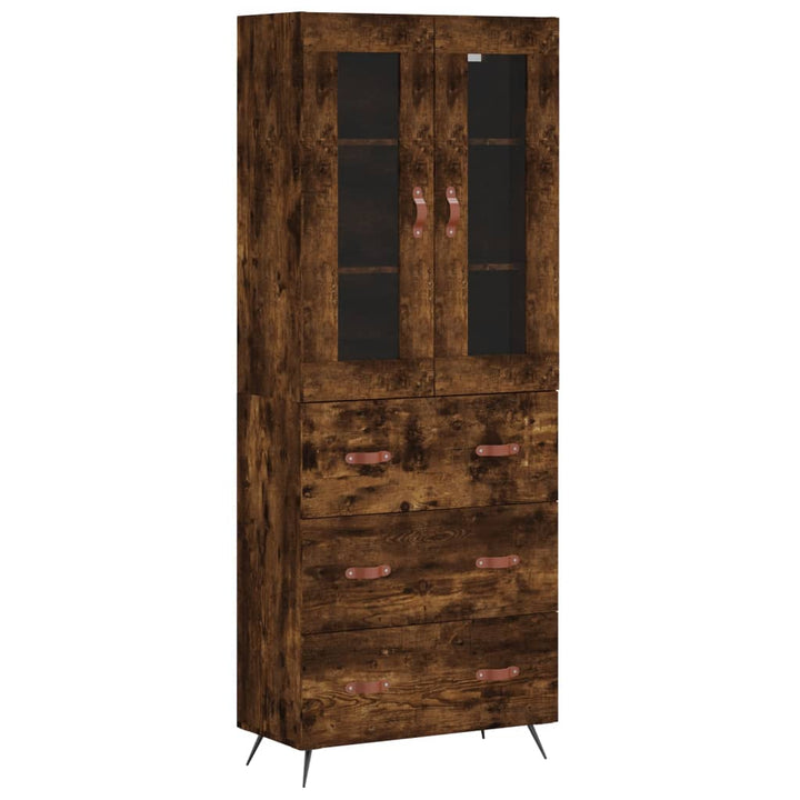 højskab 69,5x34x180 cm konstrueret træ røget egetræsfarve