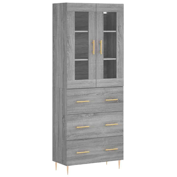 højskab 69,5x34x180 cm konstrueret træ grå sonoma-eg