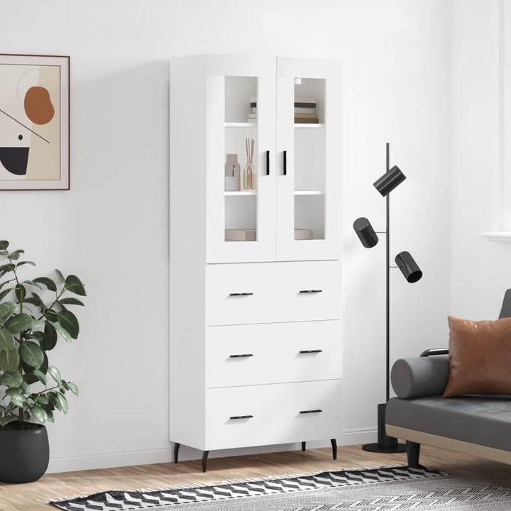 højskab 69,5x34x180 cm konstrueret træ hvid