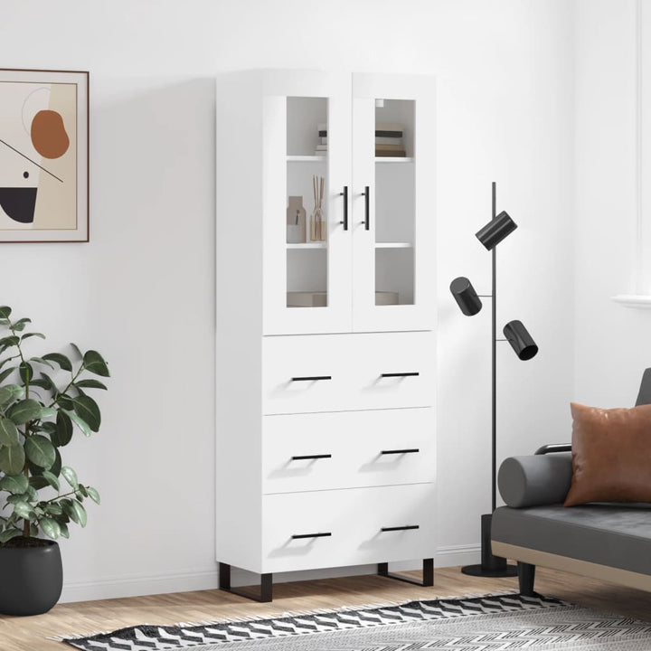højskab 69,5x34x180 cm konstrueret træ hvid