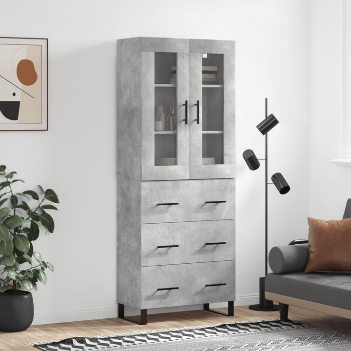 højskab 69,5x34x180 cm konstrueret træ betongrå