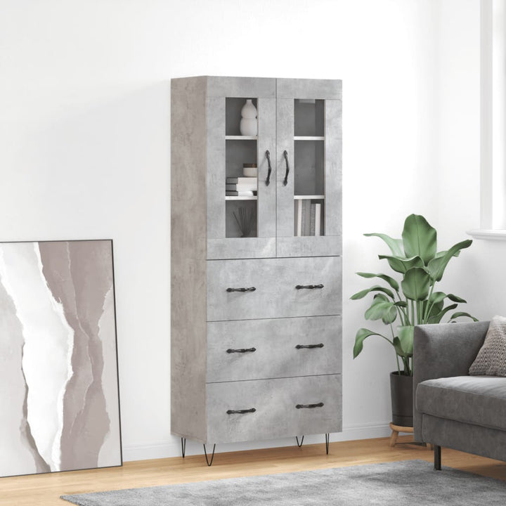 højskab 69,5x34x180 cm konstrueret træ betongrå