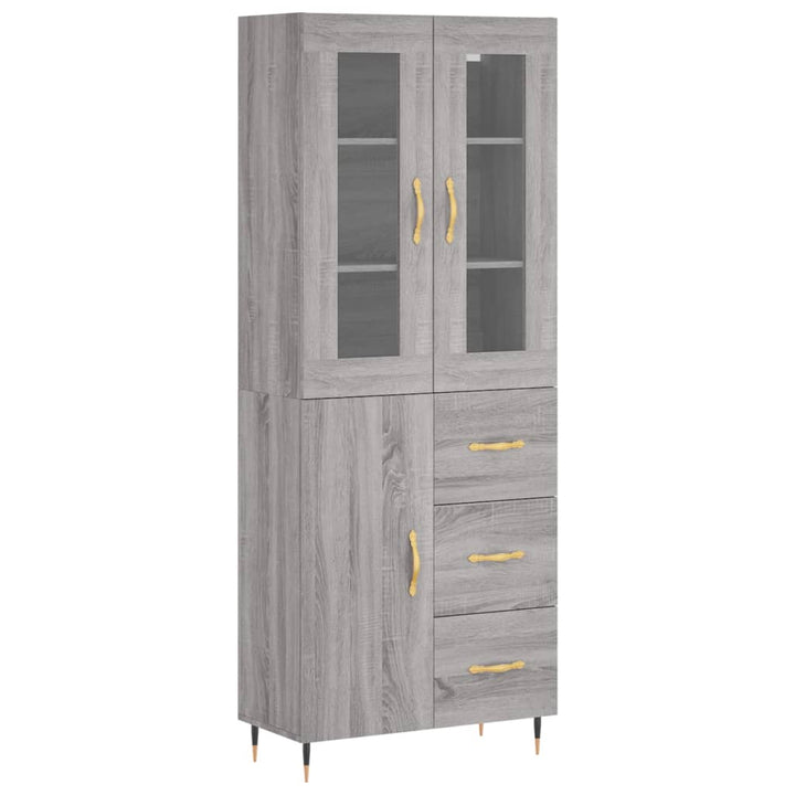 højskab 69,5x34x180 cm konstrueret træ grå sonoma-eg