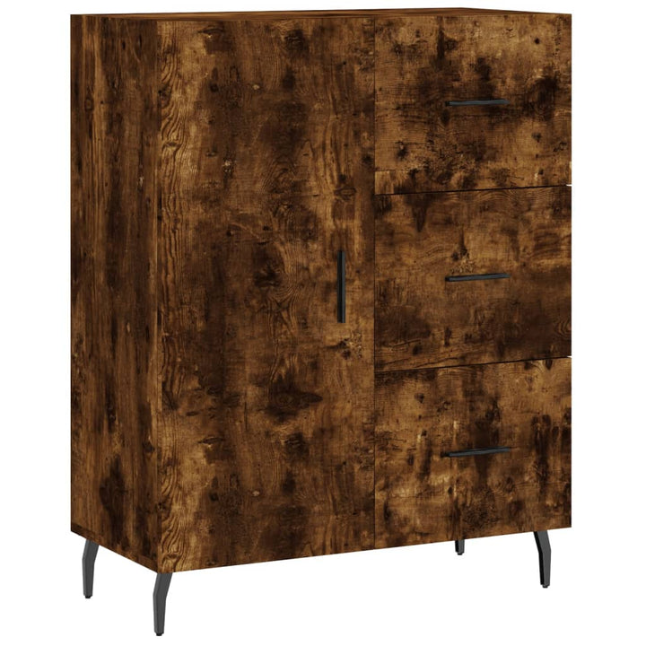 højskab 69,5x34x180 cm konstrueret træ røget egetræsfarve