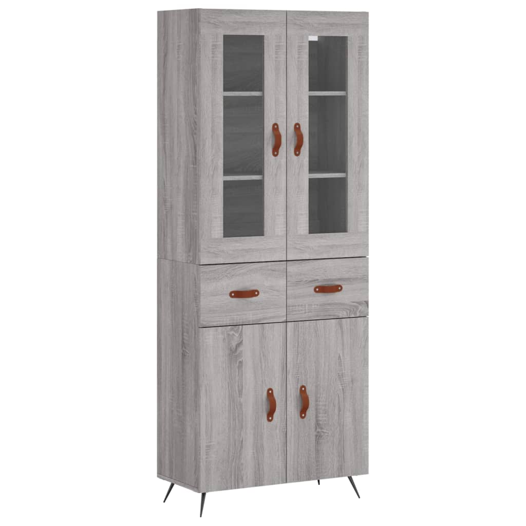 højskab 69,5x34x180 cm konstrueret træ grå sonoma-eg