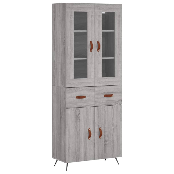 højskab 69,5x34x180 cm konstrueret træ grå sonoma-eg