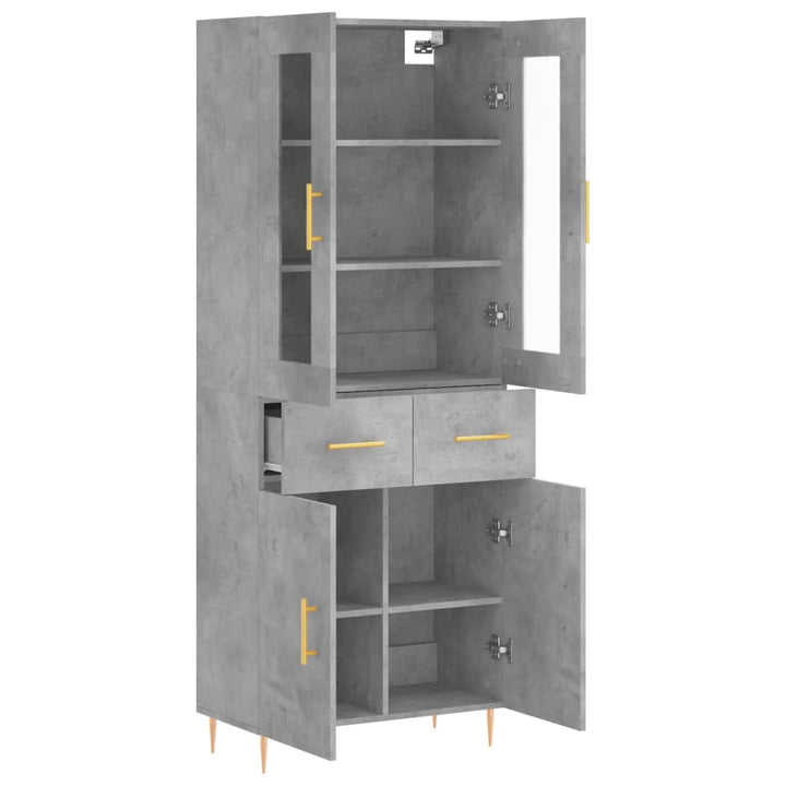højskab 69,5x34x180 cm konstrueret træ betongrå