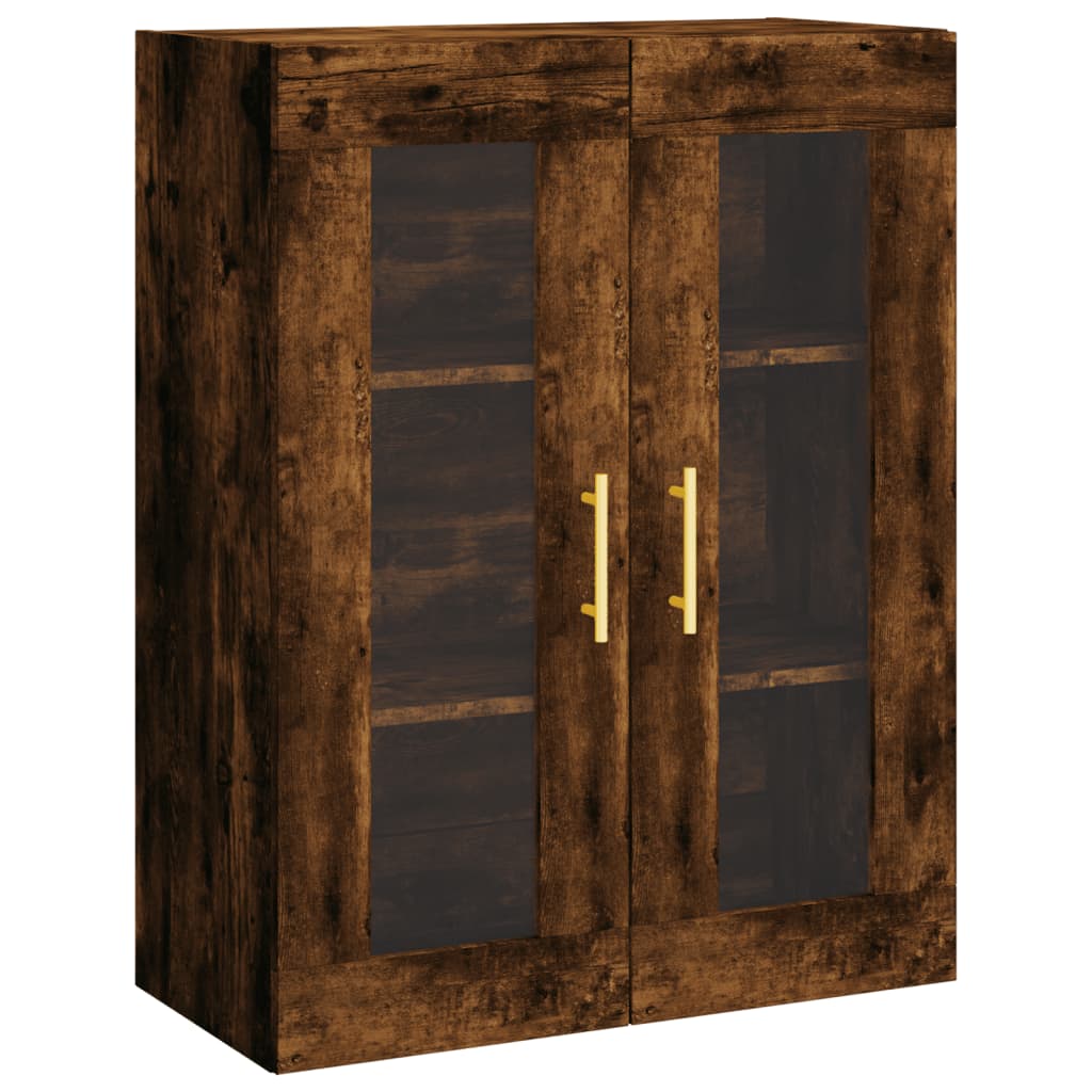 højskab 69,5x34x180 cm konstrueret træ røget egetræsfarve