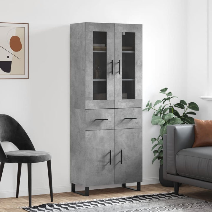 højskab 69,5x34x180 cm konstrueret træ betongrå