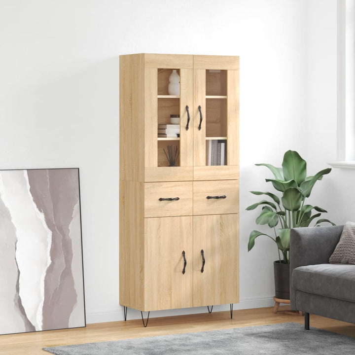 højskab 69,5x34x180 cm konstrueret træ sonoma-eg