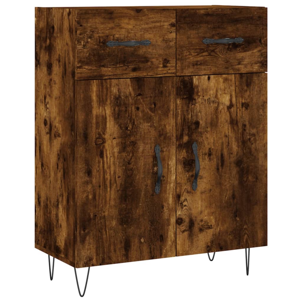 højskab 69,5x34x180 cm konstrueret træ røget egetræsfarve