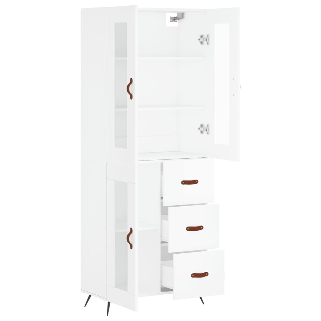 højskab 69,5x34x180 cm konstrueret træ hvid