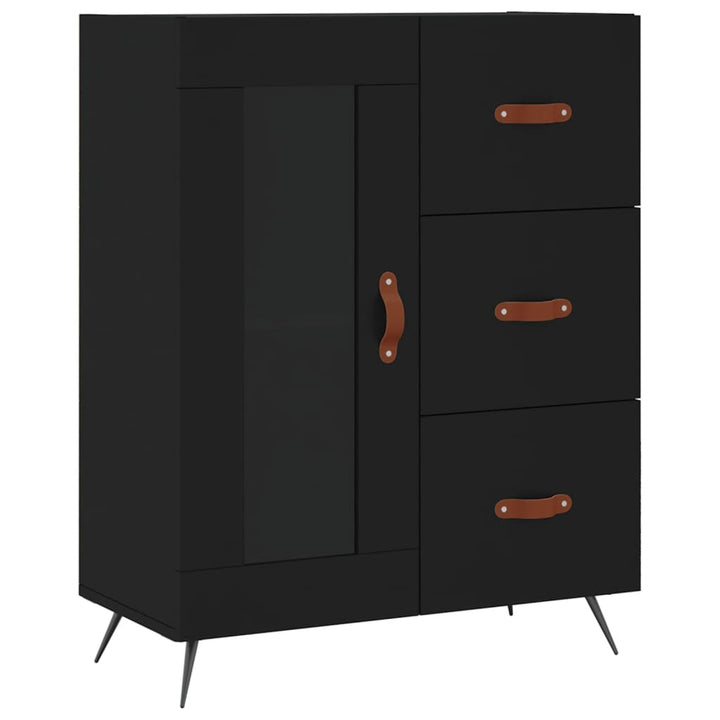 højskab 69,5x34x180 cm konstrueret træ sort