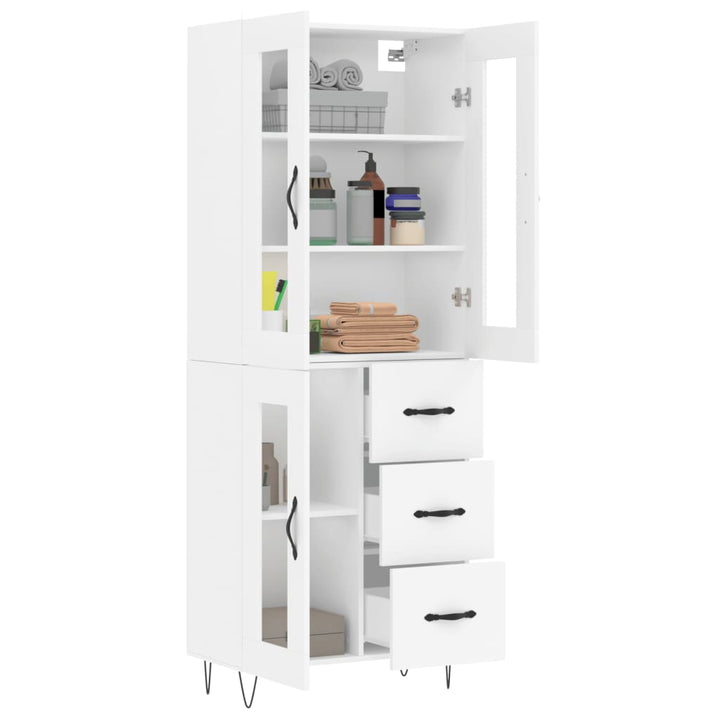 højskab 69,5x34x180 cm konstrueret træ hvid