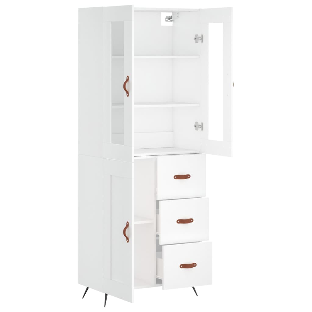 højskab 69,5x34x180 cm konstrueret træ hvid